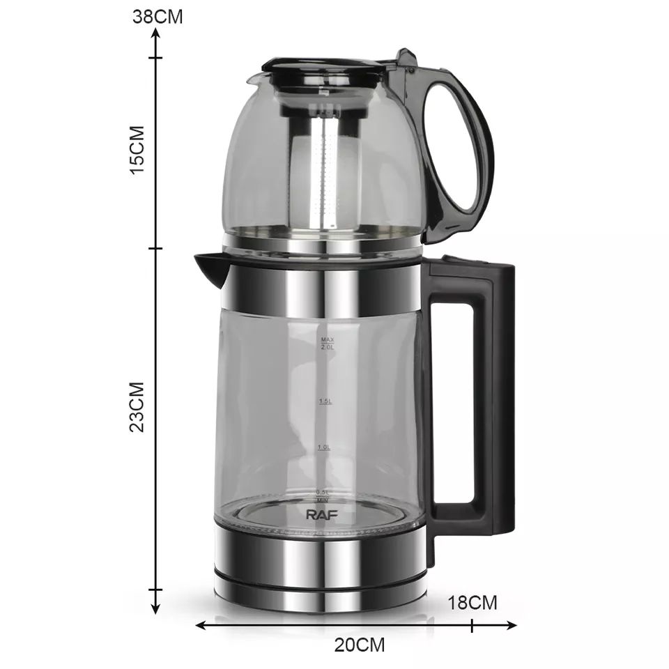 Set Fierbator Electric + Ceainic - 1500W, Capacitate 2.2L + 0.8L, Infuzor Ceai, Argintiu