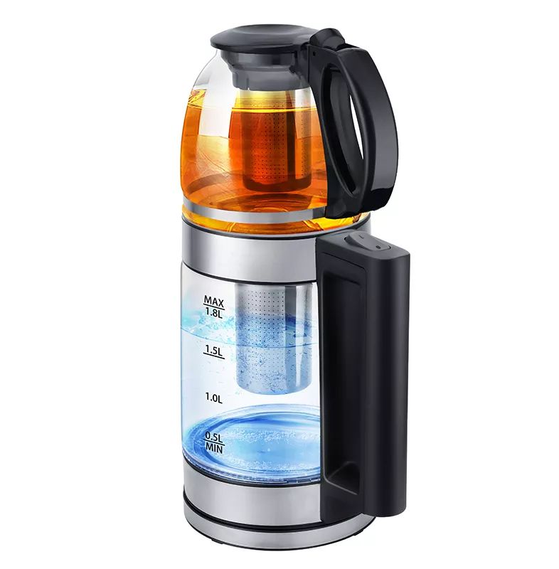 Set Fierbator Electric + Ceainic - 1500W, Capacitate 2.2L + 0.8L, Infuzor Ceai, Argintiu