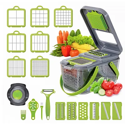 Razatoare Multifunctionala 9 in 1, Legume si Fructe, 22x Accesorii