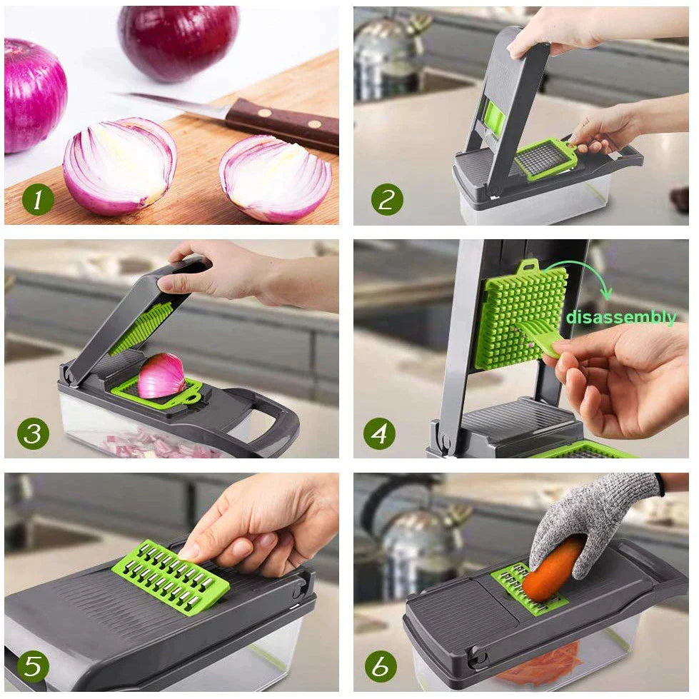 Razatoare Multifunctionala 9 in 1, Legume si Fructe, 22x Accesorii